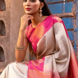 Soch Beige Other Woven Design Saree With Unstitched Blouse image 4