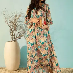 The Kaftan Company Beige Printed Nighty image 3