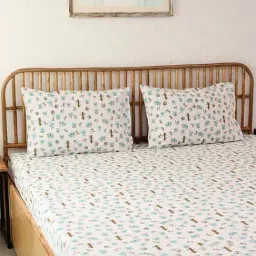 House This Koala Printed Blue Cotton Single Bed Sheet with Pillow Cover-picture-34