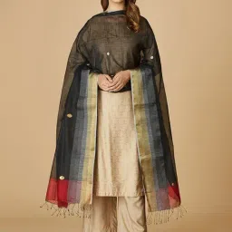 Fabindia Black Cotton Woven Pattern Dupatta-image-39