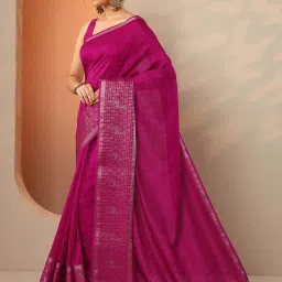 Libas Pink Regular Fit Printed Saree With Unstitched Blouse image 3