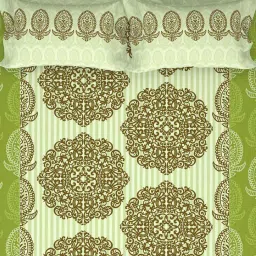 Spaces Atrium Ecom Green 100% Cotton 144 TC Double Bedsheet with 2 Pillow Covers image 3