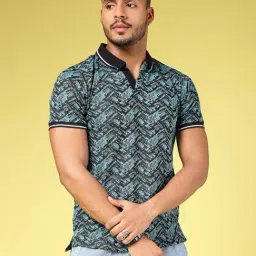 Rigo Teal Slim Fit Printed Polo T-Shirt-picture-46