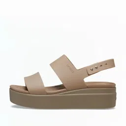 Crocs Women's Brooklyn Beige Sling Back Wedges image 3