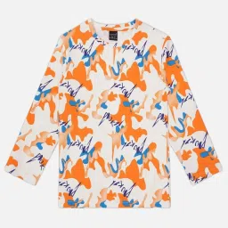 Cavio Boys Orange & White Printed Full Sleeves Sweatshirt image 3