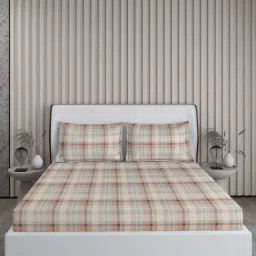 Boutique Living Signature Sateen Orange Cotton 300 TC King Flat Bed Sheet With 2 Pillow Covers-picture-15