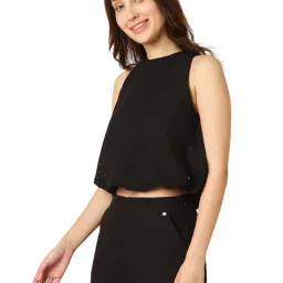 Allen Solly Black Cotton Embroidered Crop Top image 3