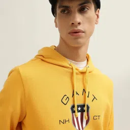 Gant Yellow Regular fit Solid Hooded Sweatshirts image 3