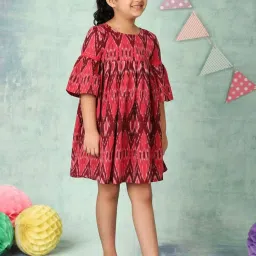 Fabindia Kids Multicolor Printed Dress image 3