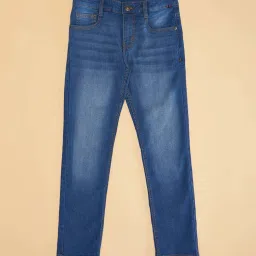 Pantaloons Junior Boys Delphinium Blue Cotton Solid Jeans image 3