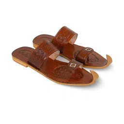 DFR Men Brown Synthetic Leather Comfort Sandals-image-6