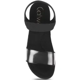 Catwalk Women's Black Sling Back Wedges image 3