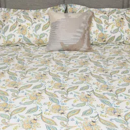 Urban Space Multicolor Cotton 200 TC Iris Single Bedsheet with 1 Pillow Cover image 3