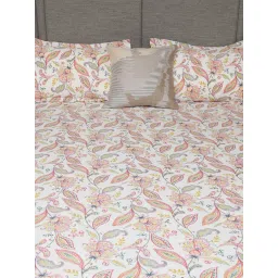 Urban Space Pink Cotton 200 TC Iris King Bedsheet with 2 Pillow Covers image 3