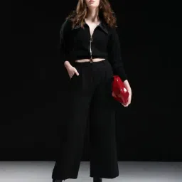 RAREISM Black Acrylic Solid Long Sleeves Jacket image 5