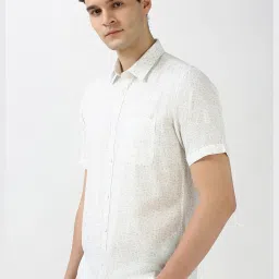 Peter England White Cotton Slim Fit Floral Shirt image 3