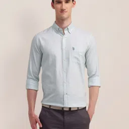 U.S. Polo Assn. Blue Cotton Regular Fit Checks Shirt image 3