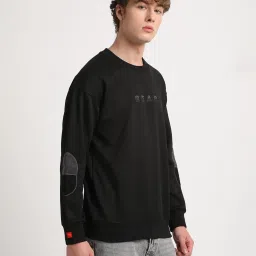 The Bear House Black Regular Fit Logo Printed Sweatshirt image 3