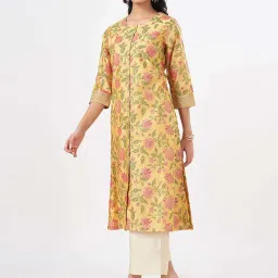 Rangmanch by Pantaloons Yellow Printed A Line Kurta image 3