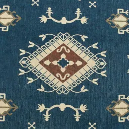 Presto Blue Polyester Traditional Washable Carpet image 3