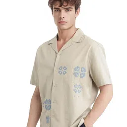 RARE RABBIT Men Comfort Relaxed Fit Cuban Collar Abstract Printed Cotton Casual Shirt image 4