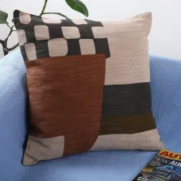 Jamio Firati Brown Cotton Linen Printed Cushion Cover-image-50