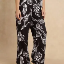 RAREISM Black Polyester Printed Trousers image 3