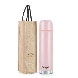 Pexpo Baby Pink Stainless Steel Vacuum Insulated Water Bottle With Jute Bag (1000ml)-picture-19