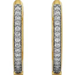 Emori 14k Yellow Gold & Diamond Round Hoops Huggies Earrings-picture-17