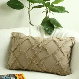 Jamio Firati Brown Cotton Tufted Embroidery Cushion Cover-image-51