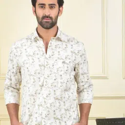Crimsoune Club Beige Slim Fit Floral Shirt-picture-45