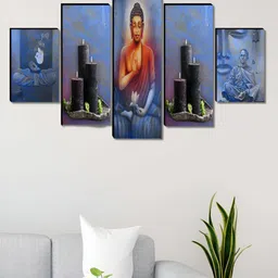 Myntra Elegant Homes Blue & Black 5 Piece Wood Buddha Religious Wall Art-picture-24