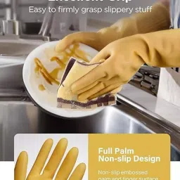 Swavind Safety Hand Gloves High-Quality Natural Rubber Skin Color Free Size (Pack of 12 Pair) image 5