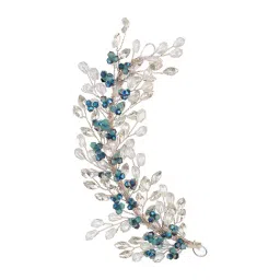Saraf RS Jewellery Silver Toned Blue Crystal Beaded Statement Hair Pin-image-84