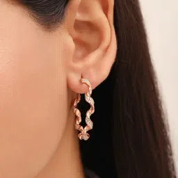 Zavya 925 Sterling Silver Radiant Rose Gold-Plated Cubic Zirconia Stud Earrings image 2