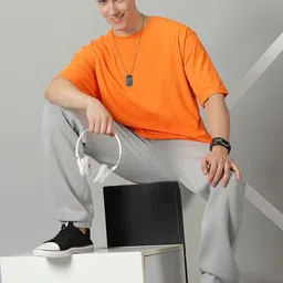 THE HOLLANDER Cotton Solid Drop-Shoulder Sleeves Oversized Fit T-shirt image 2