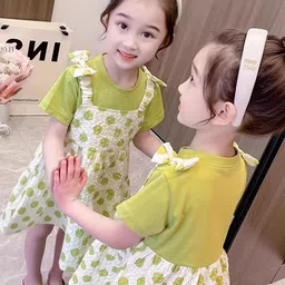 LULU & SKY Floral Colourblocked A-Line Dress image 3