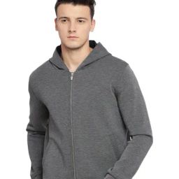 Basics Dark Grey Full Sleeves Hood Jacket-picture-28