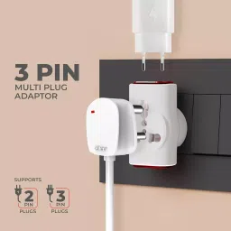 Hi-Fi Dingo 3 Pin Multi Plug Universal Socket Travel Adaptor 6 & 16 A Current White, Red (Pack of 2) image 3