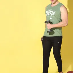 WOOSTRO Pack Of 2 Printed Ultra-Soft Gym Vests VWS26(ALONE LGTGREEN)(98 BLACK) image 4