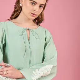 all about you Bohemian Embroidered Bell Sleeve Fit & Flare Midi Dress image 3