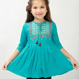 ISHTI Three Fourth Sleeves Floral Embroidered Top -  Rama-picture-11