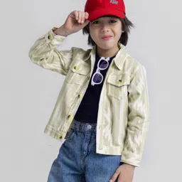 Taffykids 100% Cotton Full Sleeves Abstract Printed Jacket - Beige-picture-19