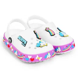 HOPPA SWEDEN Rainbow Designed Perforated Clogs With Unicorn Charms - White-picture-11