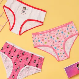 Yellow Bee Cotton Knit Pack Of 3 Disney Princesses Featuring Snow White Printed Panties - Multi Colour-picture-13