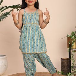 Cutiekins Girls Printed Regular Gotta Patti Kurta with Dhoti Pants-picture-20