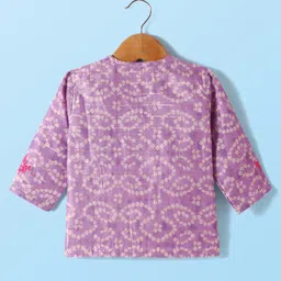 lil' drama Lil Drama Full Sleeves Bandhani Design Kurta With Dhoti Set - Purple image 4