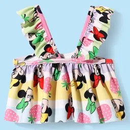 Babyhug Disney Sleeveless Two Piece Swimsuit With Minnie Mouse & Family Print - Multicolour image 3