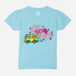 Wear Your Mind Girls Printed Puff Sleeves Pure Cotton Applique T-shirt-picture-11