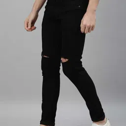 LINARIA Men Classic Slim Fit Slash Knee Jeans-image-59